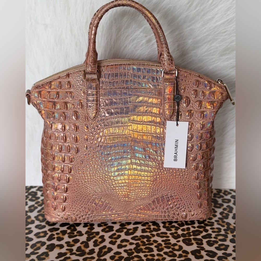 Brahmin Large Duxbury Melbourne Rose Gold Satchel NWT METALLIC HOLOGRAPHIC FIRM$ - Picture 13 of 15